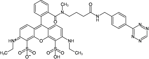 Structural formula of Tetrazine-ATTO-532 (Abs/Em = 532/553 nm, 3-(p-Benzylamino)-1,2,4,5-tetrazine - ATTO 532)