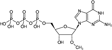 Structural formula of 2'OMe-GTP (2'-O-Methylguanosine-5'-triphosphate, Sodium salt)