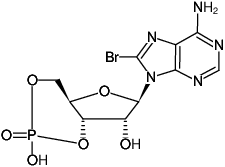 Structural formula of 8-Bromo-cAMP ((8Br-cAMP), 8-Bromo-adenosine-3',5'-cyclic monophosphate, Sodium salt)