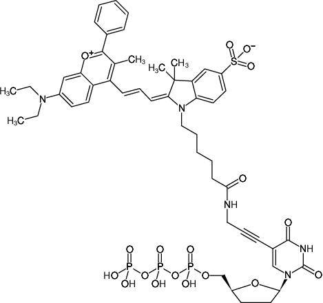 Structural formula of 5-Propargylamino-ddUTP-DYQ-660 (5-Propargylamino-2',3'-dideoxyuridine-5'-triphosphate, labeled with DYQ 660, Triethylammonium salt)