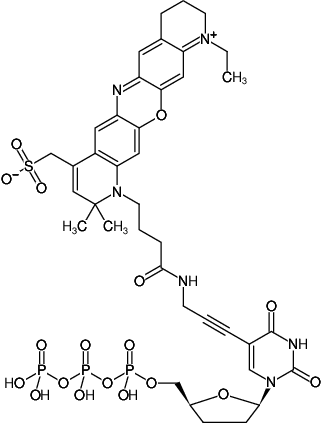 Structural formula of 5-Propargylamino-ddUTP-ATTO-680 (5-Propargylamino-2',3'-dideoxyuridine-5'-triphosphate, labeled with ATTO 680, Triethylammonium salt)