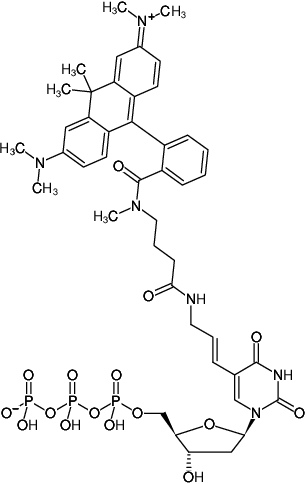 Structural formula of Aminoallyl-dUTP-ATTO-620 (5-(3-Aminoallyl)-2'-deoxyuridine-5'-triphosphate, labeled with ATTO 620, Triethylammonium salt)