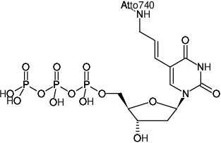 Structural formula of Aminoallyl-dUTP-ATTO-740 (5-(3-Aminoallyl)-2'-deoxyuridine-5'-triphosphate, labeled with ATTO 740, Triethylammonium salt)