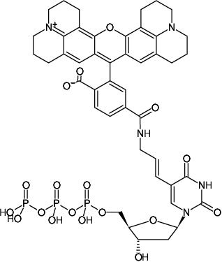Structural formula of Aminoallyl-dUTP-6-ROX (5-(3-Aminoallyl)-2'-deoxyuridine-5'-triphosphate, labeled with 6-ROX, Triethylammonium salt)