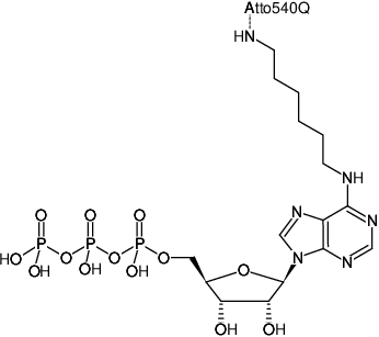 Structural formula of N6-(6-Aminohexyl)-ATP-ATTO-540Q (N6-(6-Aminohexyl)-adenosine-5'-triphosphate, labeled with ATTO 540Q, Triethylammonium salt)