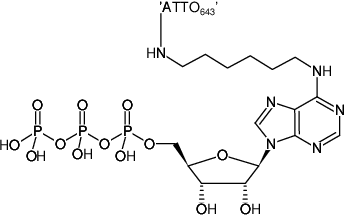 Structural formula of N6-(6-Aminohexyl)-ATP-ATTO-643 (N6-(6-Aminohexyl)-adenosine-5'-triphosphate, labeled with ATTO 643, Triethylammonium salt)
