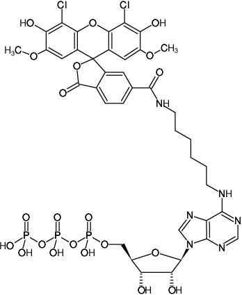 Structural formula of N6-(6-Aminohexyl)-ATP-6-JOE (N6-(6-Aminohexyl)-adenosine-5'-triphosphate, labeled with 6-JOE, Triethylammonium salt)