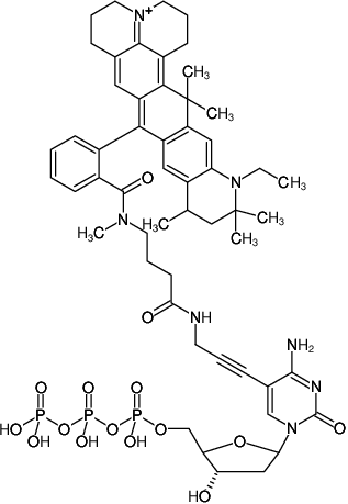 Structural formula of 8-(6-Aminohexyl)-amino-GMP-ATTO-647N (8-(6-Aminohexyl)-amino-guanosine-5'-monophosphate, labeled with ATTO 647N, Triethylammonium salt)