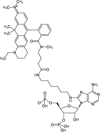 Structural formula of 8-(6-Aminohexyl)-amino-adenosine-3',5'-bisphosphate-ATTO-633 (8-(6-Aminohexyl)-amino-adenosine-3',5'-bisphosphate, labeled with ATTO 633, Triethylammonium salt)