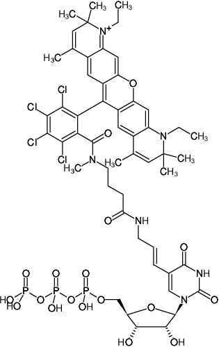 Structural formula of Aminoallyl-UTP-ATTO-Rho14 (5-(3-Aminoallyl)-uridine-5'-triphosphate, labeled with ATTO Rho14, Triethylammonium salt)