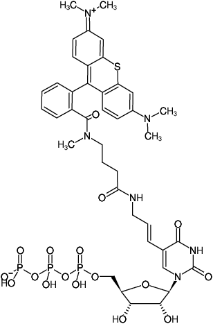 Structural formula of Aminoallyl-UTP-ATTO-Thio12 (5-(3-Aminoallyl)-uridine-5'-triphosphate, labeled with ATTO Thio12, Triethylammonium salt)