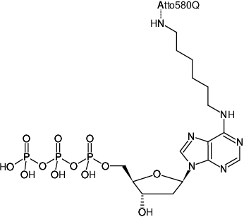 Structural formula of N6-(6-Aminohexyl)-dATP-ATTO-580Q (N6-(6-Aminohexyl)-2'-deoxyadenosine-5'-triphosphate, labeled with ATTO 580Q, Triethylammonium salt)
