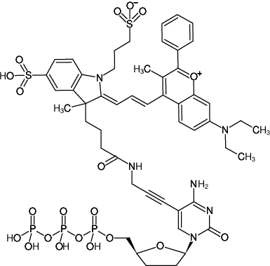 Structural formula of 5-Propargylamino-ddCTP-DYQ-661 (5-Propargylamino-2',3'-dideoxycytidine-5'-triphosphate, labeled with DYQ 661, Triethylammonium salt)